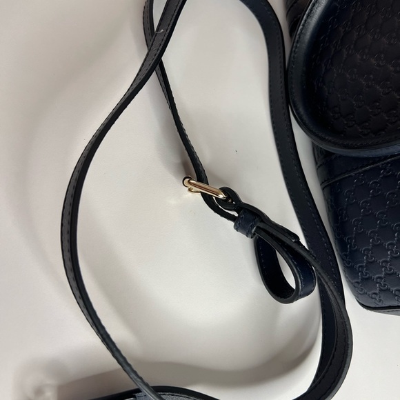 Gucci Navy Embossed Leather Satchel - Picture 11 of 12